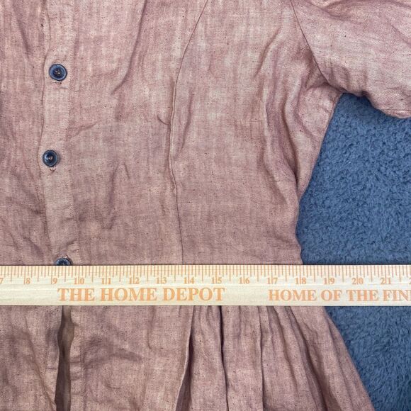 Shack Incorporated Tunic Womens Large Brown Linen Long Sleeve Button Front Boho - Picture 8 of 10